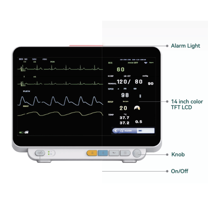 Detailed - Yonker YK-8000D ICU Multiparameter Patient Monitor - Prime Medical Devices